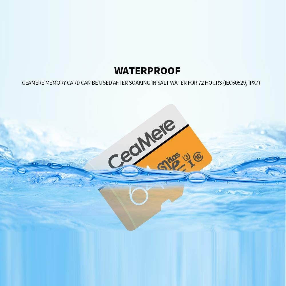 High Speed Microsd Memory Cards, 8GB 16GB 32GB 64GB 128GB 256GB Secure Digital Memory, with SD Adapter - White/Yellow