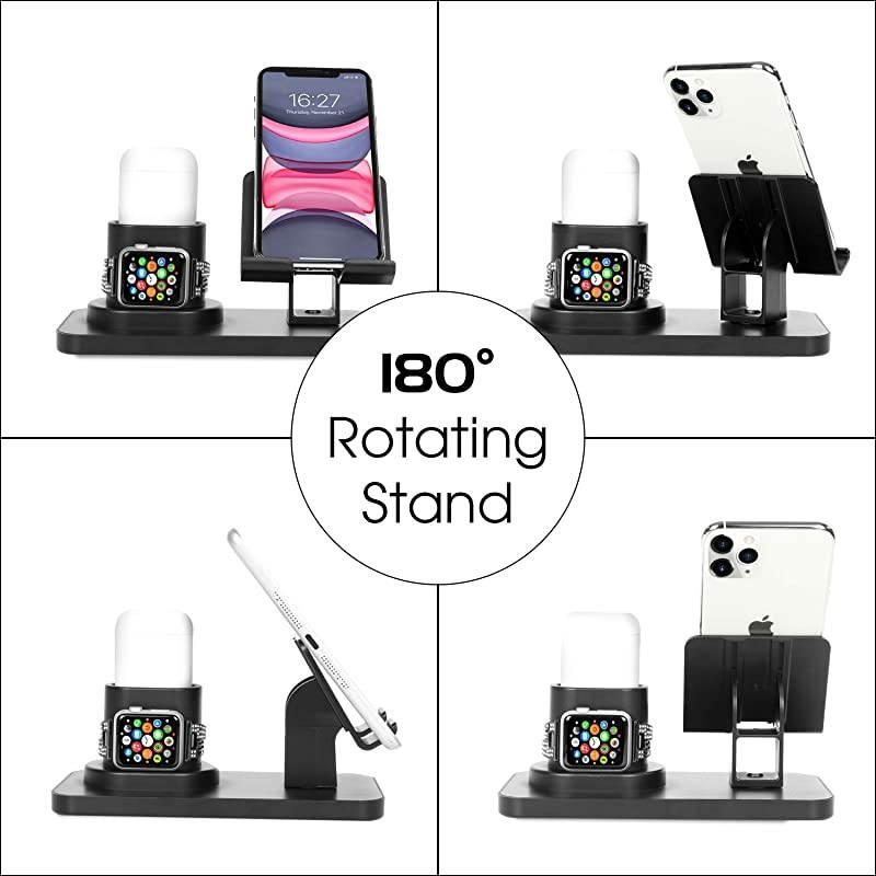 3 in 1 Charging Stand for Apple Watch Series 54321 Airpods 21 Compatible with iPhone 12 Pro 2020 11 SE2 XS MAX XR XS 8 7 6 6s Plus 5s iPad Tablet StandOriginal Cables RequiredBlack