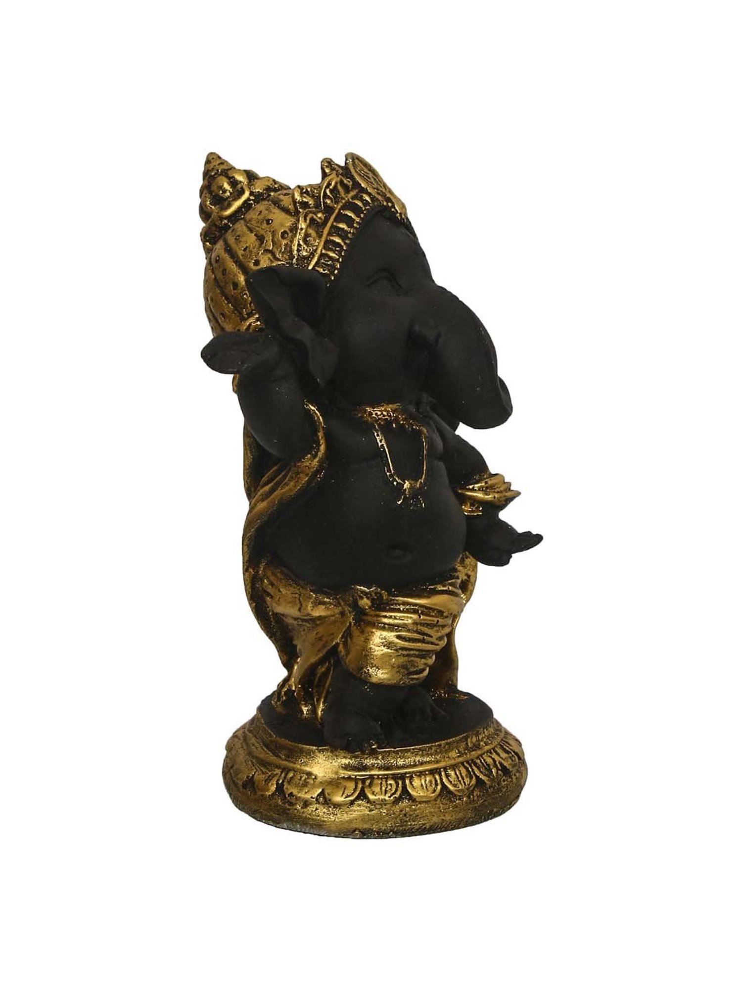 eCraftIndia Golden and Black Lord Ganesha Dancing Avatar Decorative Showpiece