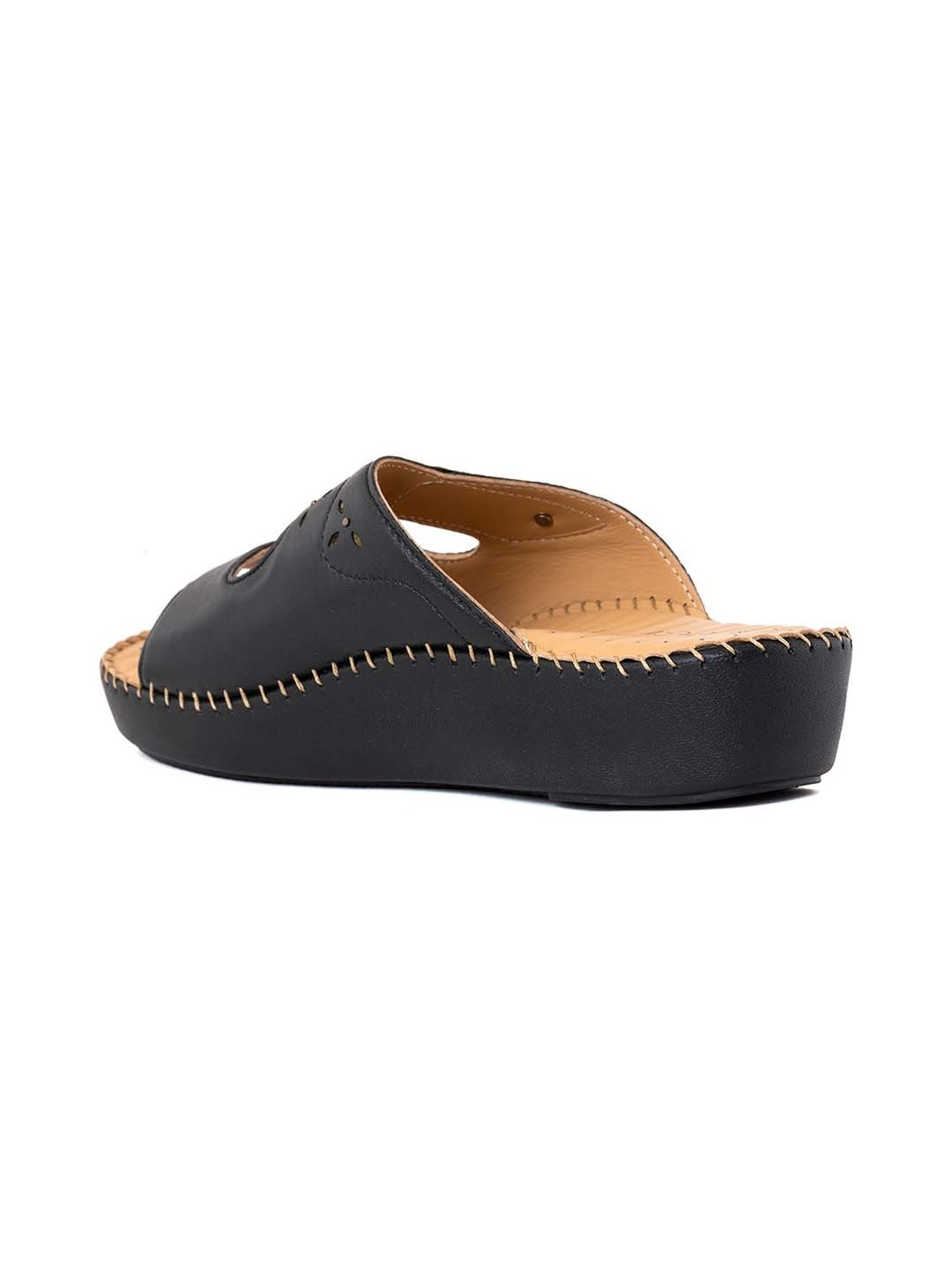 Softouch by Khadims Women's Black Comfort Wedges