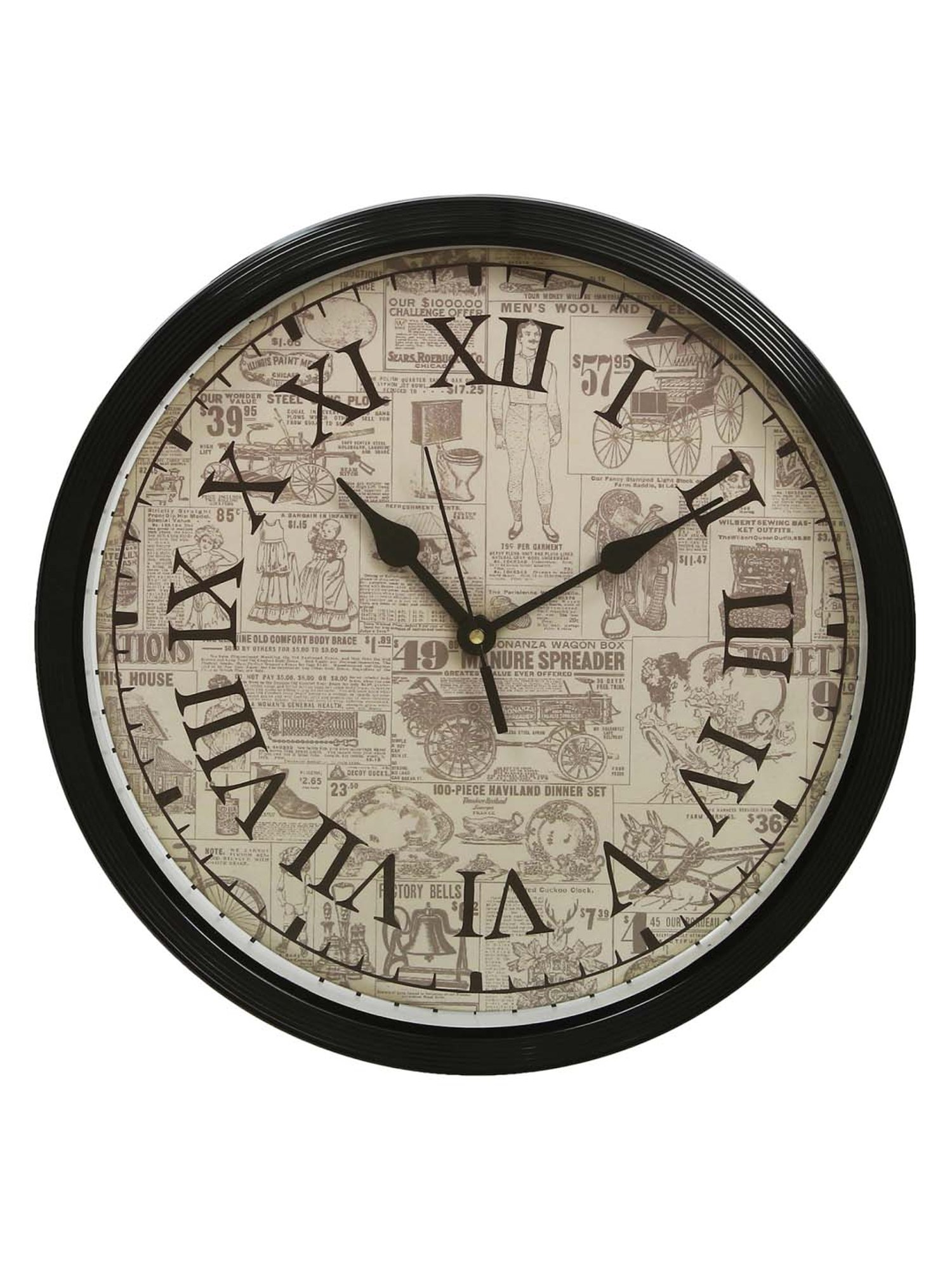 eCraftIndia Designer Round Analog Black Wall Clock