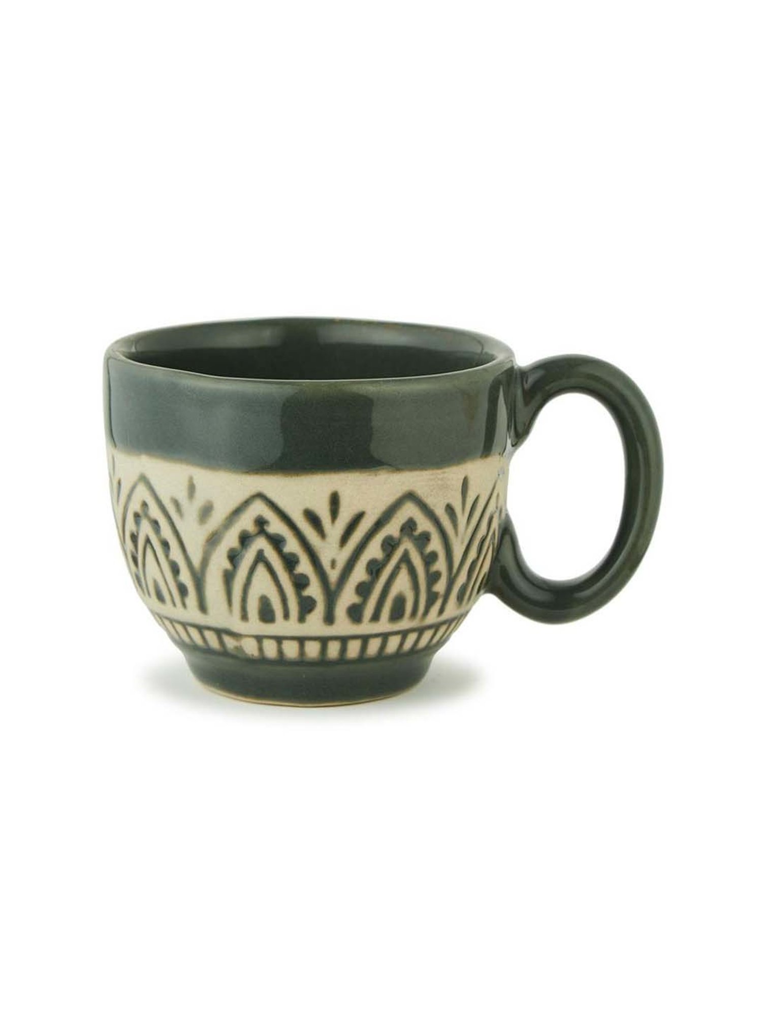 Fabindia Olive Ceramic Leela Cup & Saucer (0.2 L)