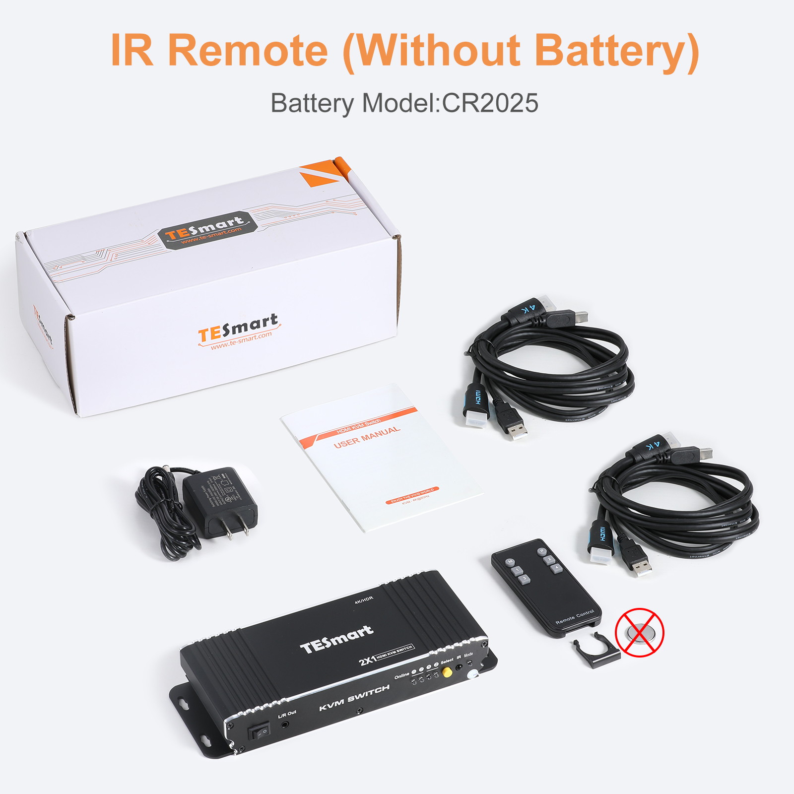 TESmart HDMI KVM Switch 2 Port 4K@60Hz Ultra HD 2x1 HDMI KVM Switcher with 2 Pcs 5ft KVM Cables Supports USB 2.0 Devices, Mechanical and Multimedia Keyboard and Mouse Pass Through Control up to 2 PCs