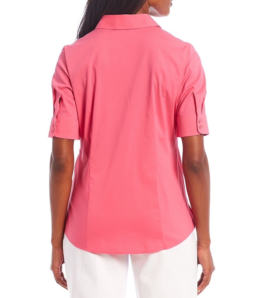 Investments Petite Size Lauren Gold Label Non-Iron Stretch Short Sleeve Button Front Shirt