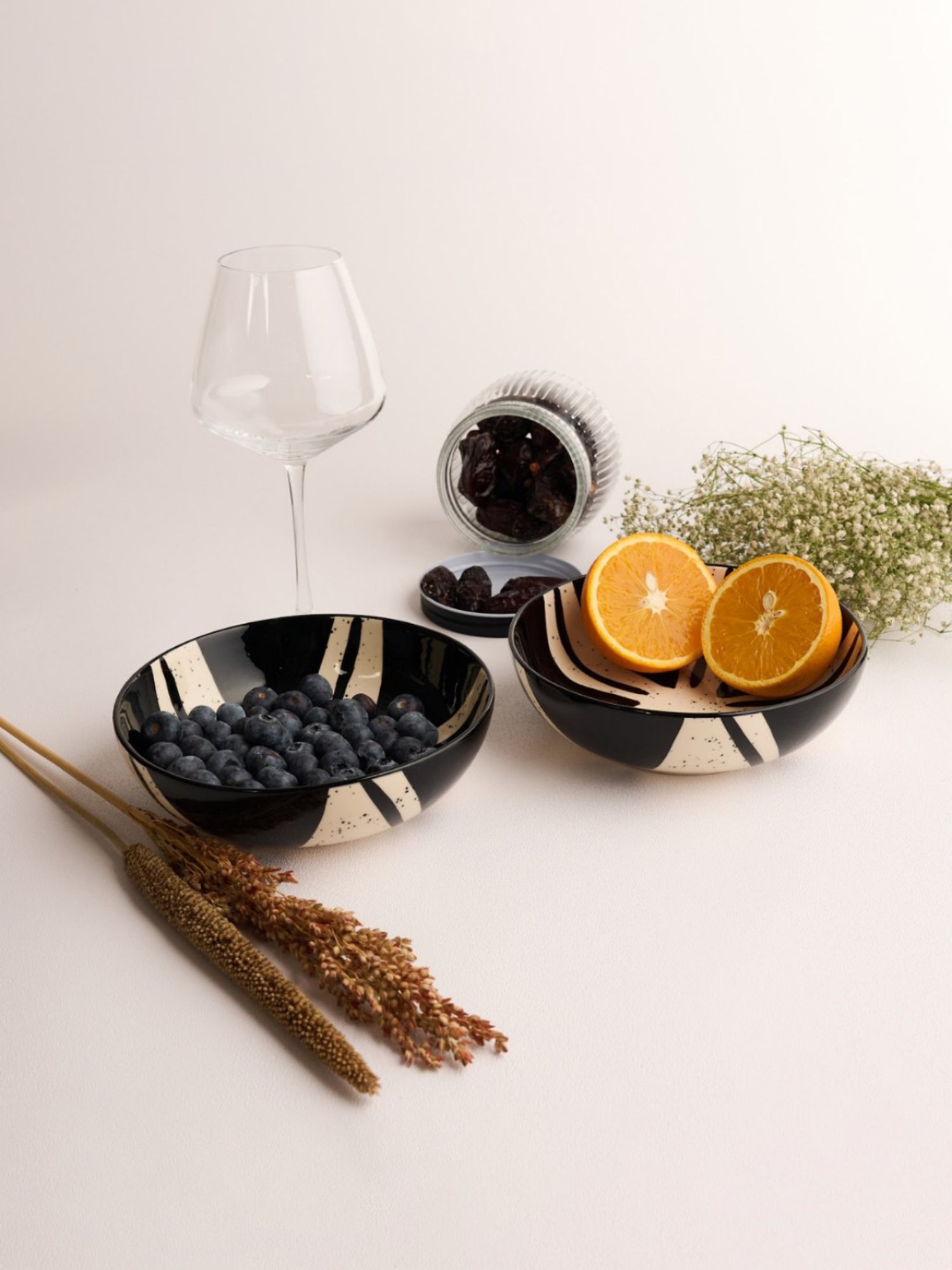 BlackCarrot Black & White Ceramic Snack Bowls Set of 2