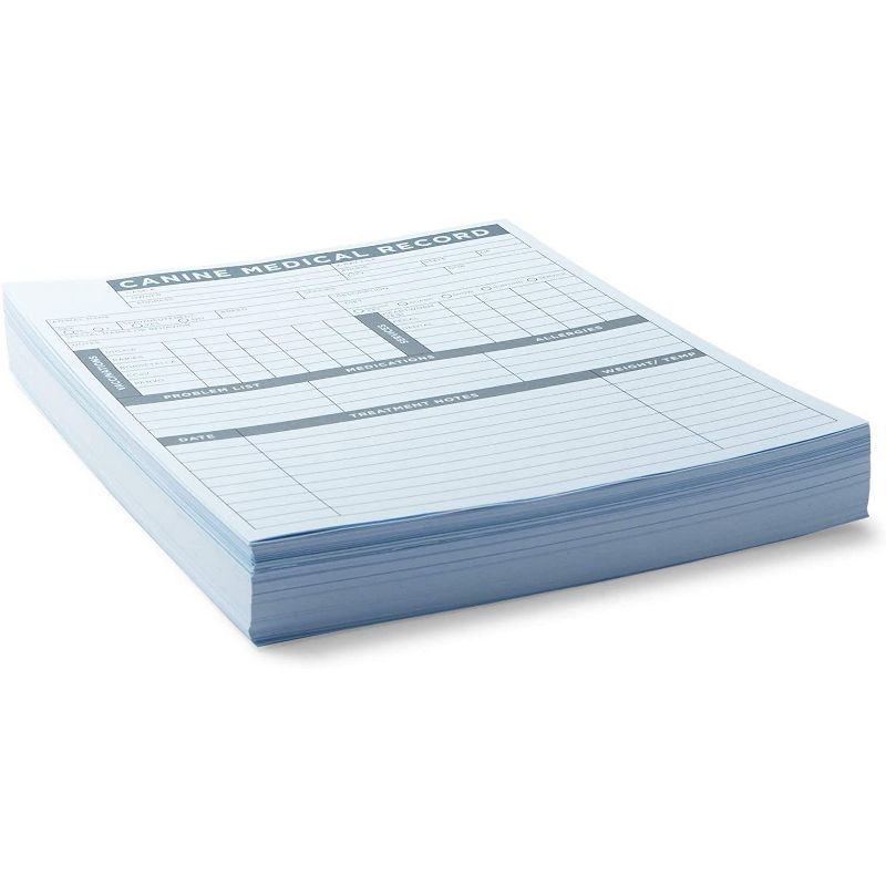 Okuna Outpost 250 Pack Pet Medical Record Sheets for Vets, Paper Puppy Vaccine Cards (8.5 x 11 in)
