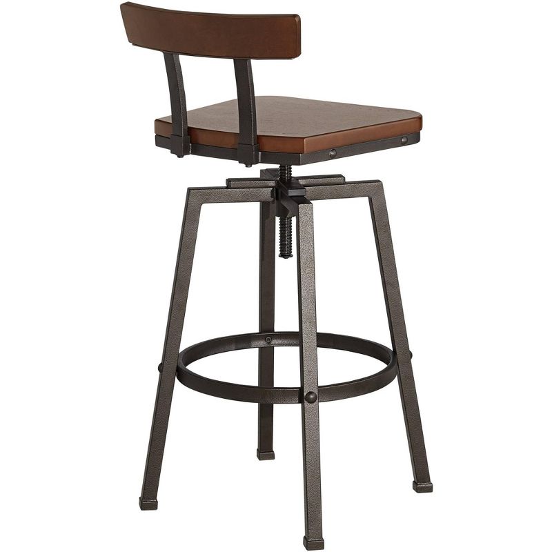 Elm Lane Roark Dark Wood and Bronze Adjustable Swivel Barstool