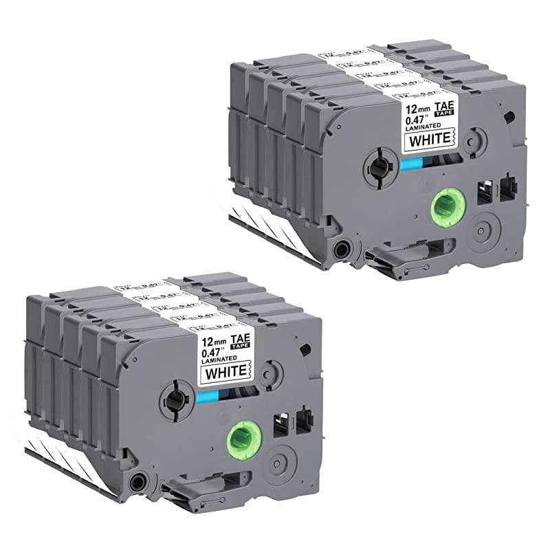 PTD210 Tape 12mm 0.47 Laminated White TZe Label Tape Compatible for Brother P-Touch PTH110 PTH100 PTD400 PTD400AD PTD400VP PTD600 P Touch Label Maker Tape, 26.2 Feet 8 Meter