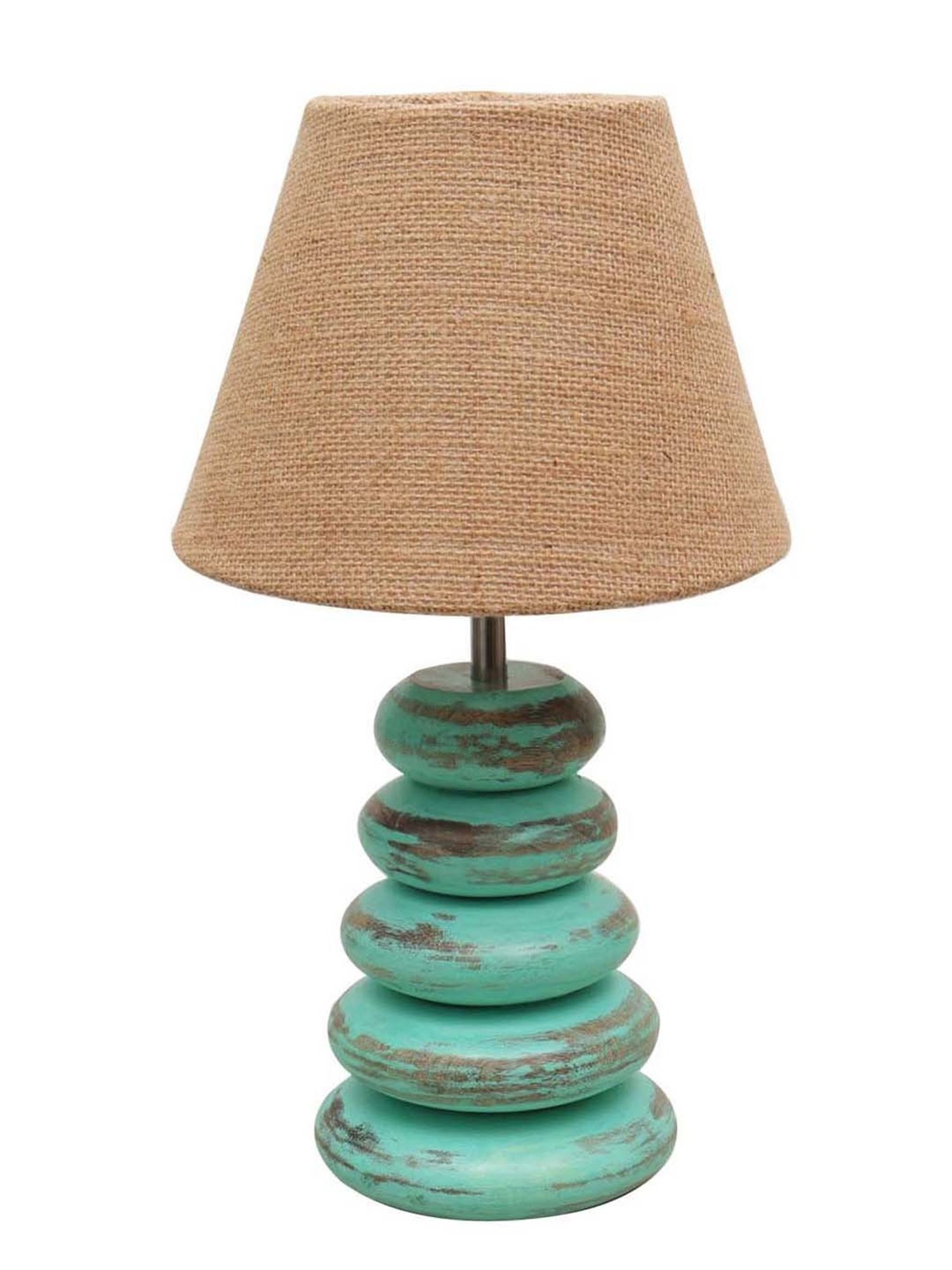 Homesake Brown & Green Wood Bedside Desk Nightstand Table Lamp