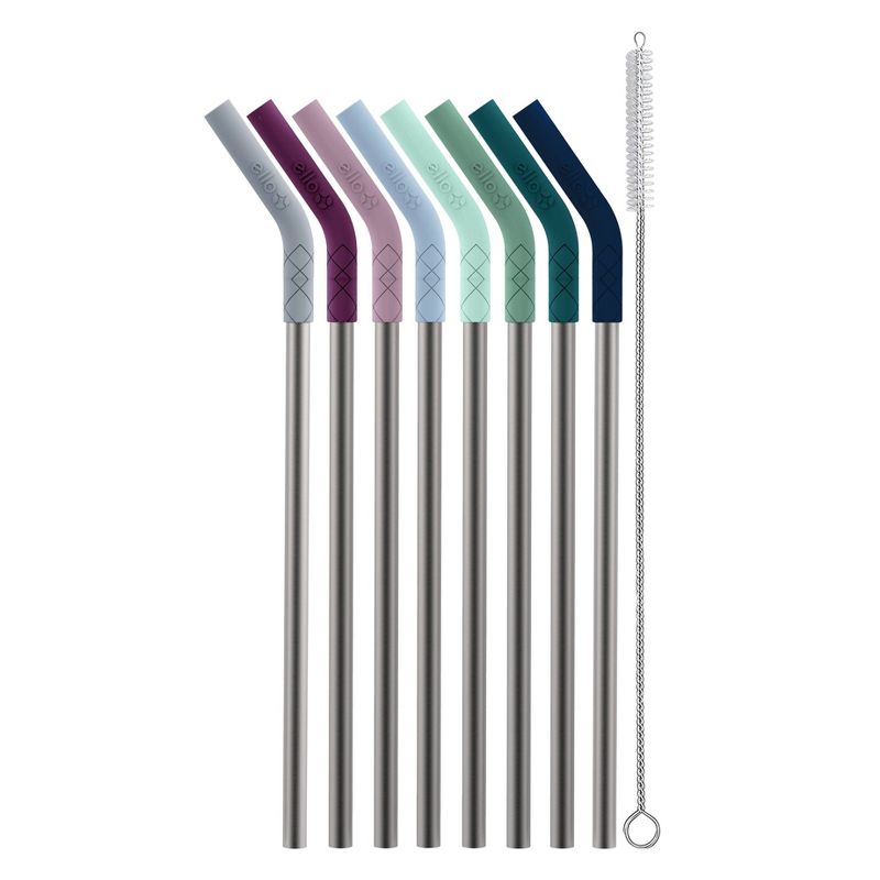 Ello 8pk Stainless Straws with Silicone Tips