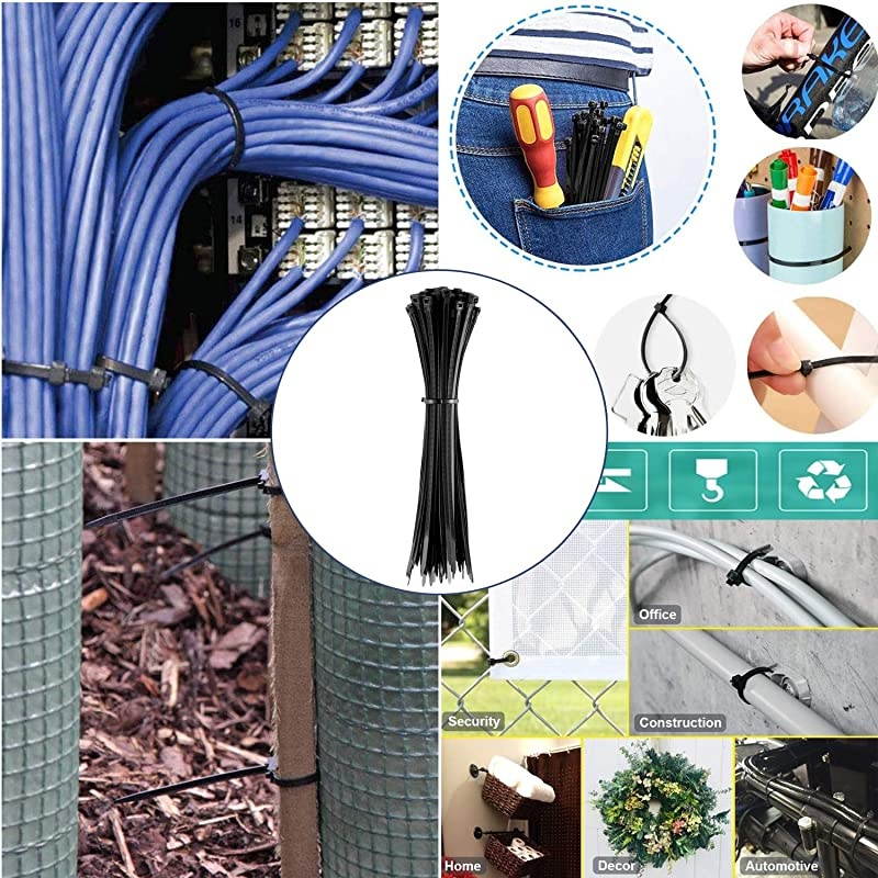 Heavy Duty Cable Zip Ties,Zip Ties,50PCS Reusable Cable Zip Ties,8 Inches Plastic Cable Zip Ties, 50 Lbs Tensile Strength,7 Inches Adjustable Cable Zip Ties,(Black)