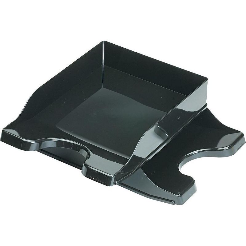 Deflecto Docutray Multi-Directional Stacking Tray Set Two Tier Polystyrene Black 63904