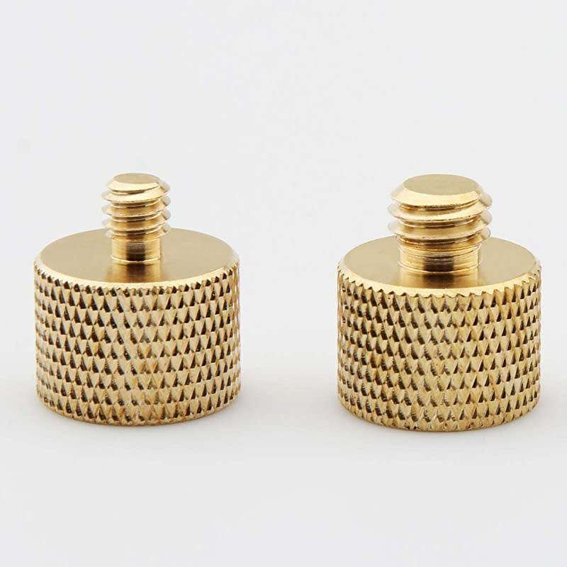 2 Pieces, 3/8 Male to 5/8 Female, 1/4 Male to 5/8 Female, Male to Female Adapter, Microphone Holder Adapter, Combination kit, (Solid Brass)