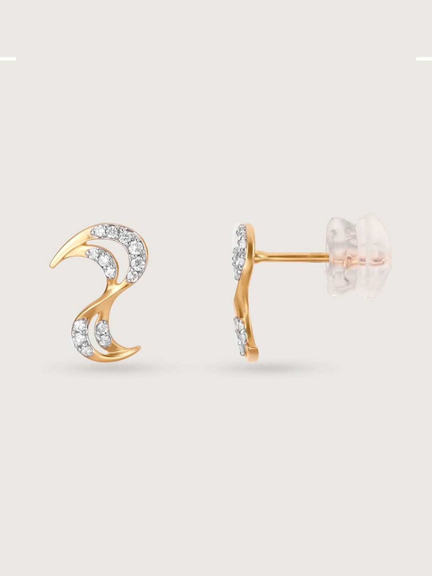 Mia by Tanishq Golden Surf 14k Gold & Diamond Stud Earrings for Women