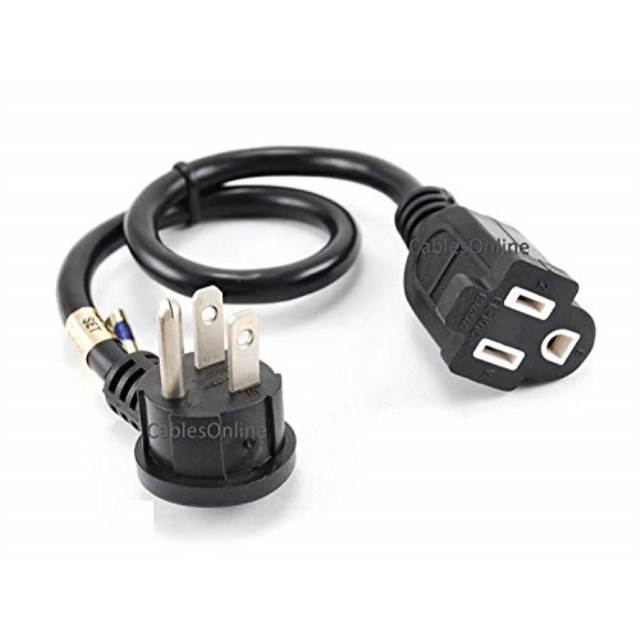 cablesOnline 12in Flat Plug Power Extension cord/cable, NEMA 5-15P to 5-15R (Pc-S0412)