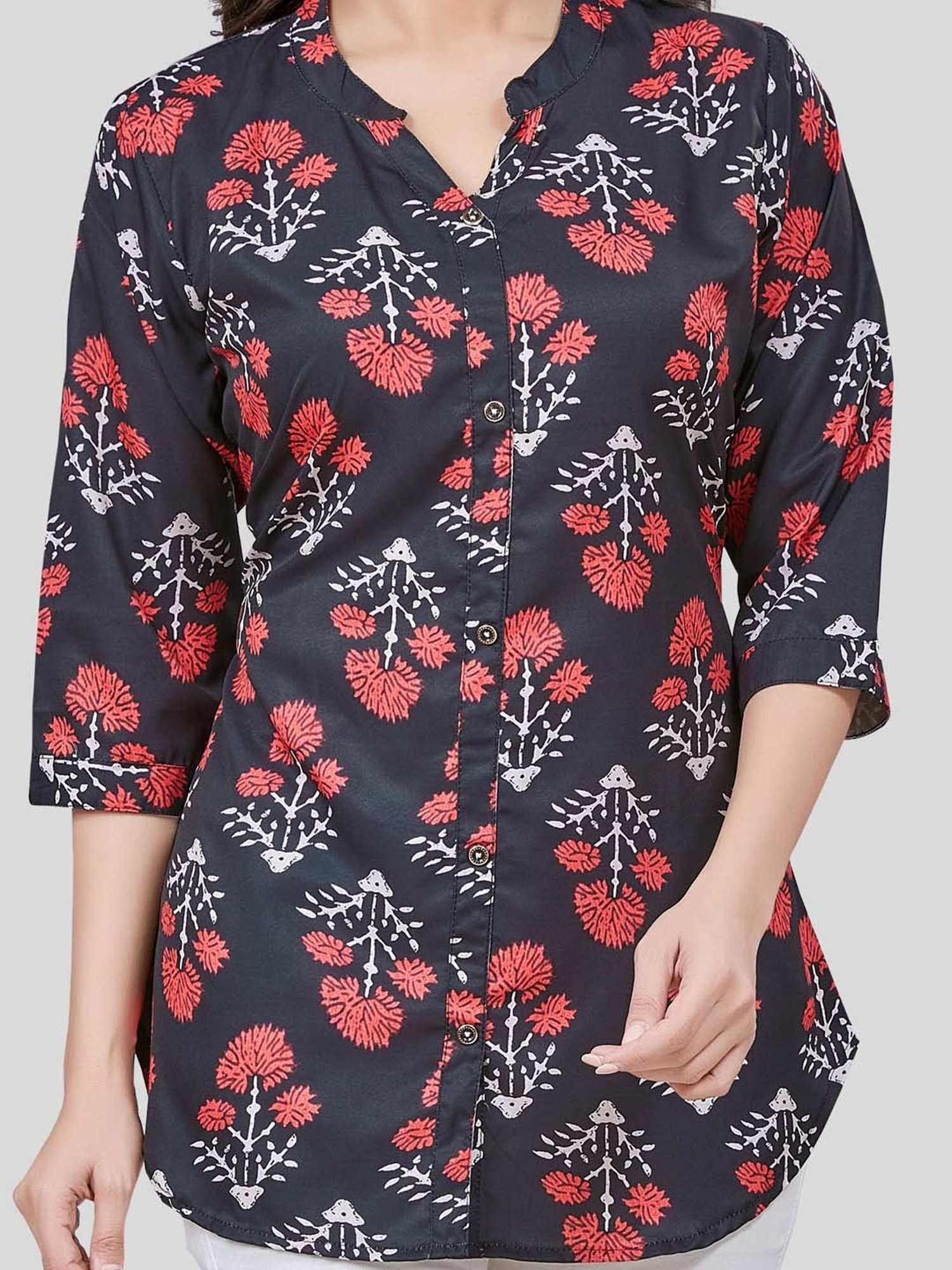 Saree Swarg Black Printed A Line Kurti