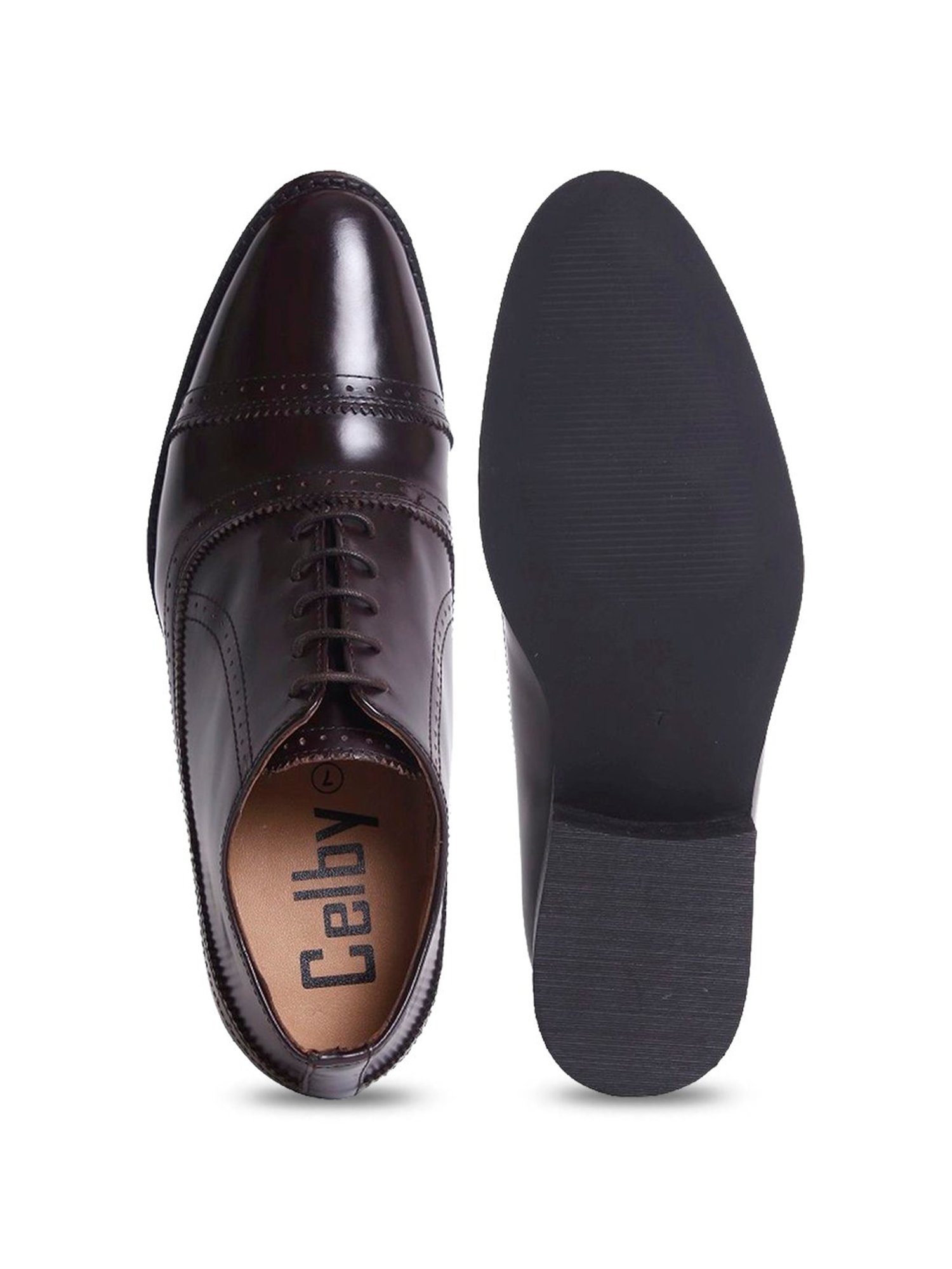 Celby Men's Height Increasing Dark Brown Oxford Boots