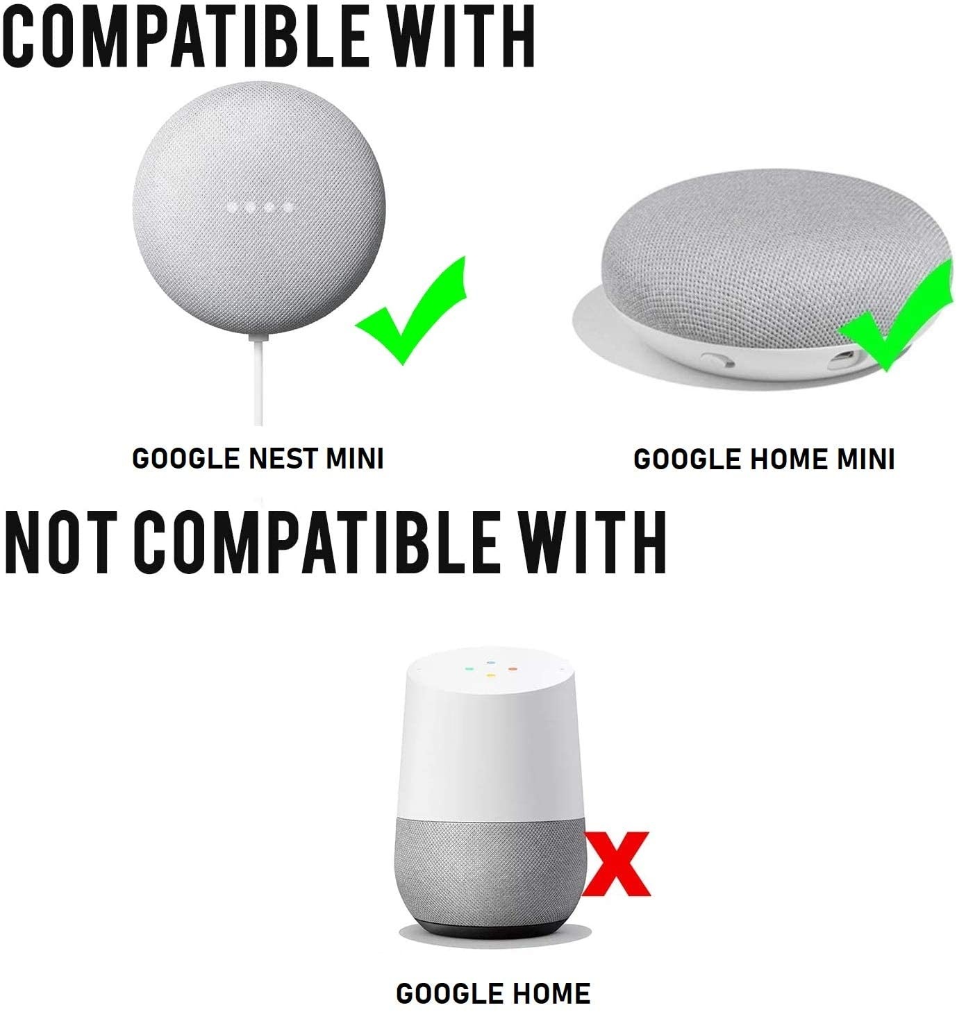 Wasserstein AC Outlet Mount for Google Nest Mini and Google Home Mini - Flexible Mounting for Your Speaker (1 Pack, White)