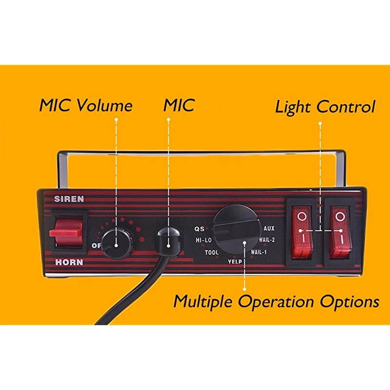 Siren Speaker PA System SoundAlert 100 Watt 8 Tones Super Loud Emergency Warning Horn Sound System for Police Fire amp Private Vehicle