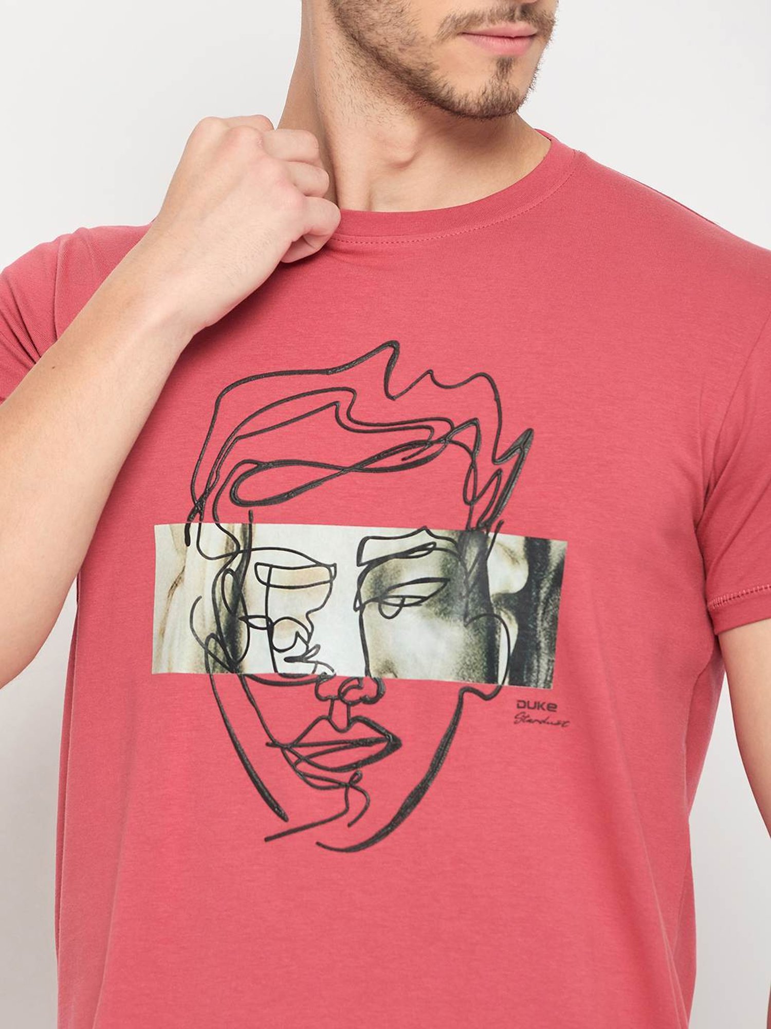 Duke Red Slim Fit Printed T-Shirt