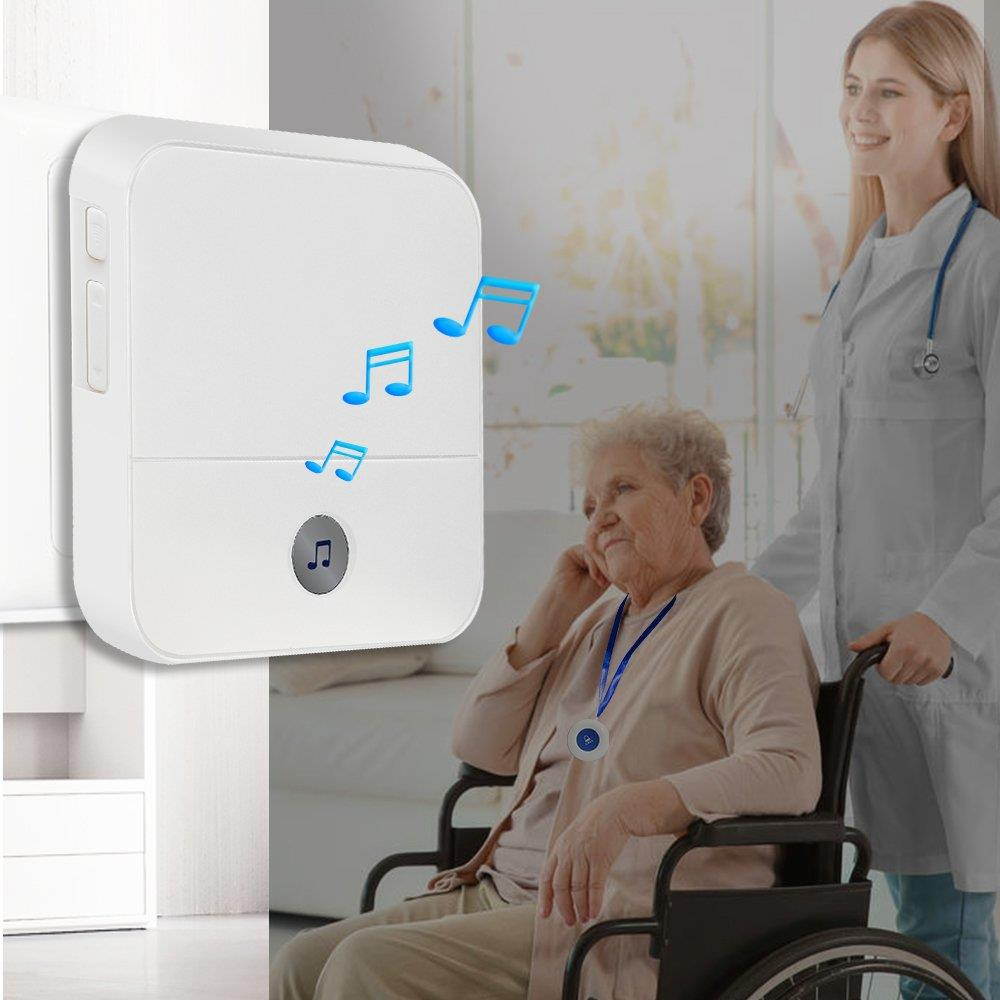 Housecare Wireless Caregiver Pager Nurse Call Button Personal Help Alert System at Home for Elderly Patients Caregivers 500+ Feet 2 Waterproof Transmitters 1 Plugin Receiver (2 Call Buttons)