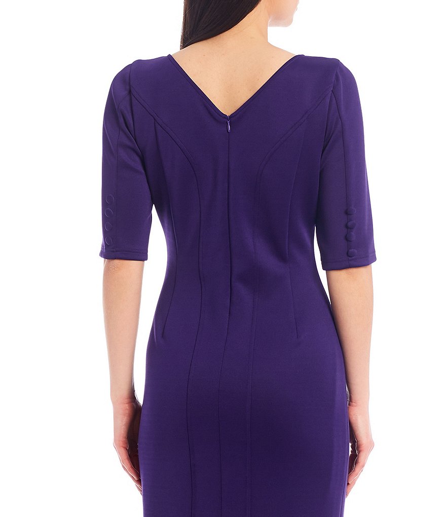 LDT Talia Sheath Boat Neck 3/4 Sleeve Dress