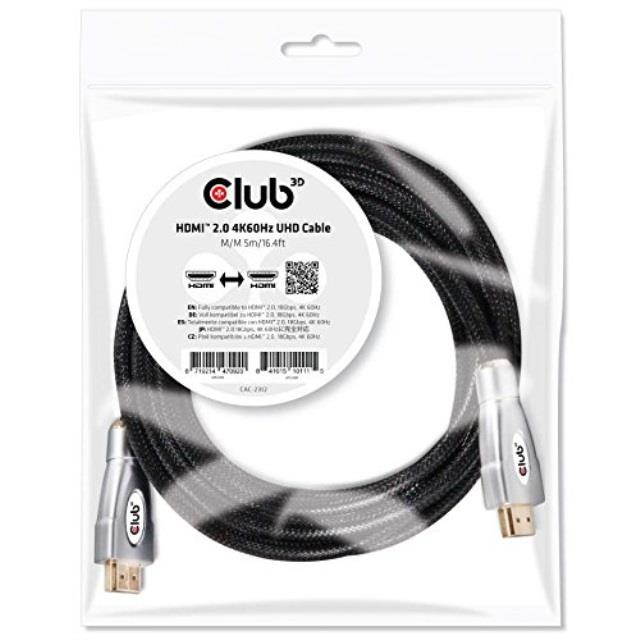 Club3D CAC-2312 HDMI 2.0 4K60Hz UHD Cable 5m/16.40ft Male/Male