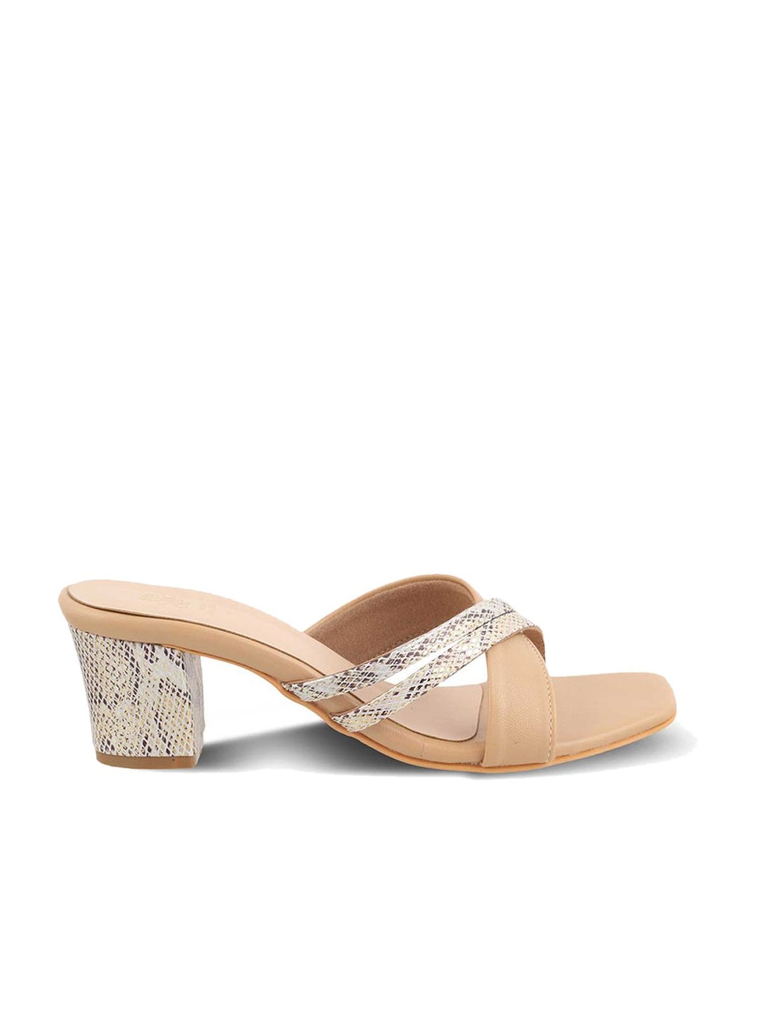 Tresmode Women's Beige Cross Strap Sandals