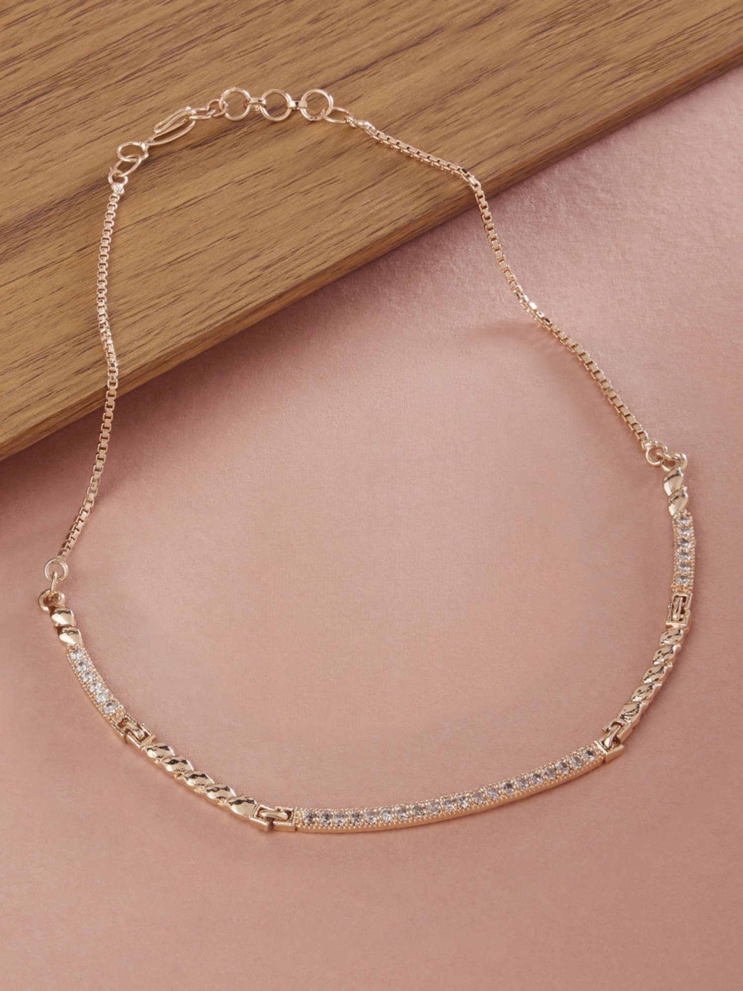 ToniQ Gold-Plated White Baroque Choker Necklace for Women