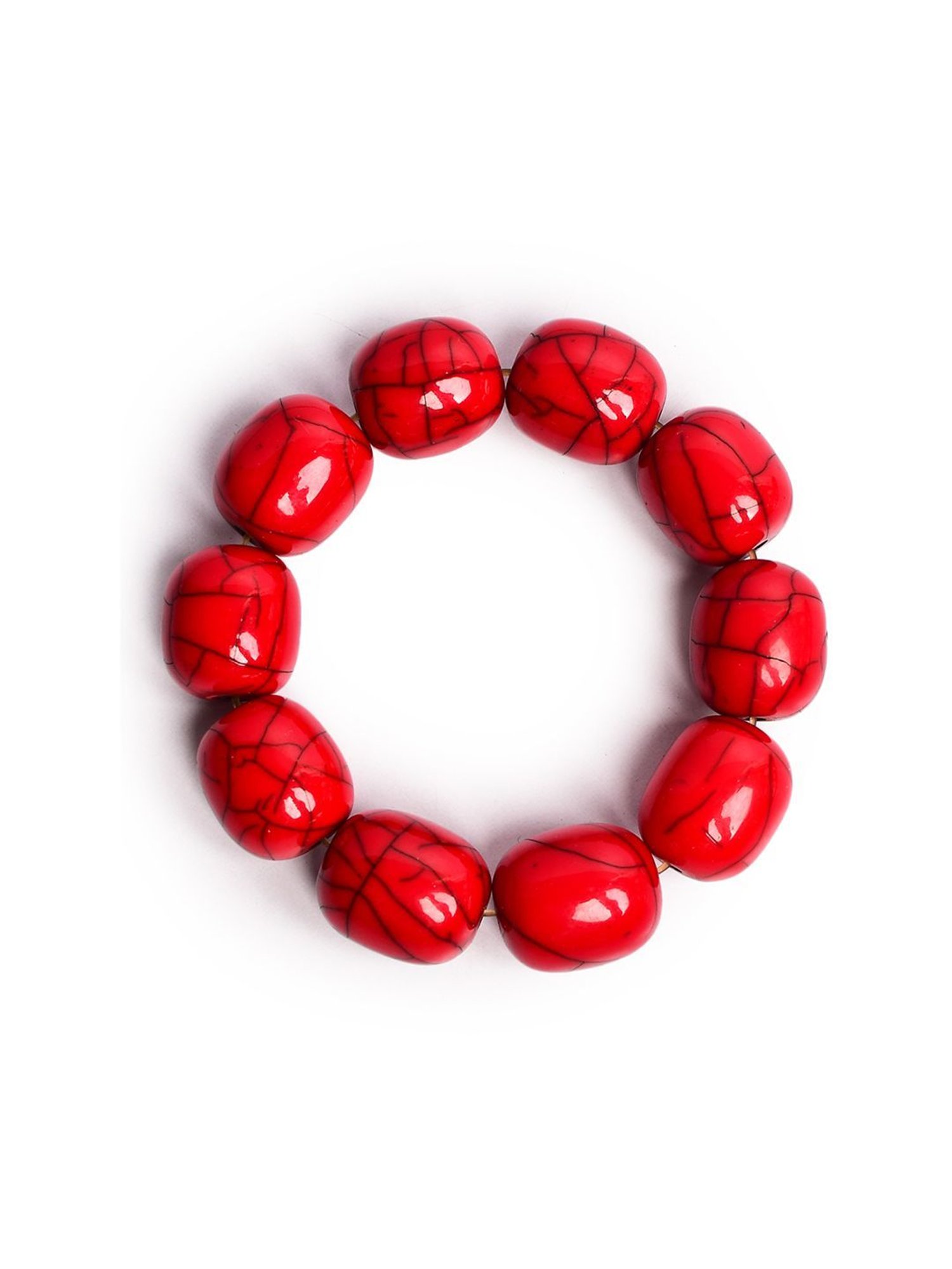 IMLI STREET Red Artificial Stone Stretchable Bracelet for Women