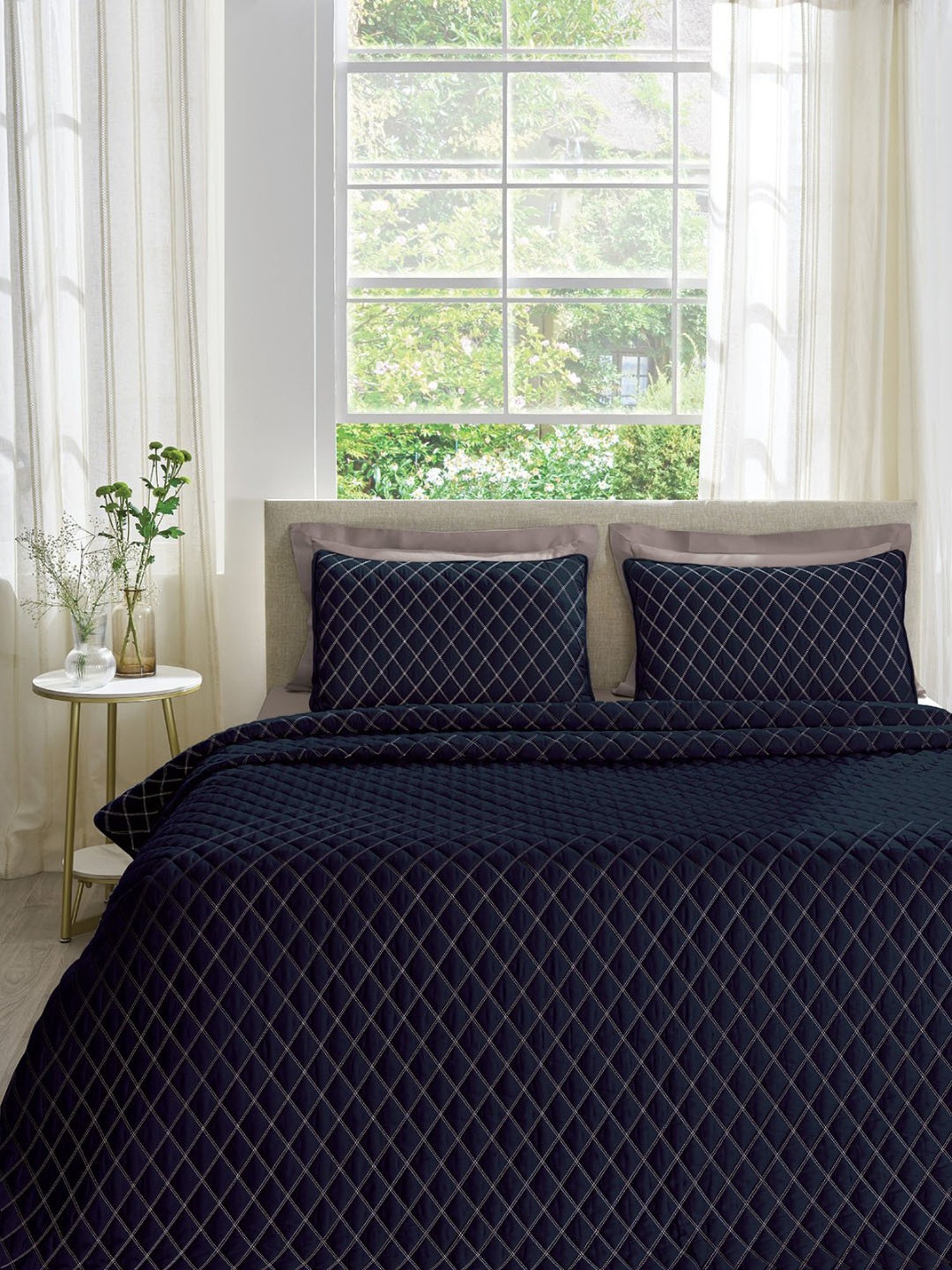 DDECOR Live beautiful Geometric Treasure Anthracite 210 TC Cotton Comforters - Set of 3