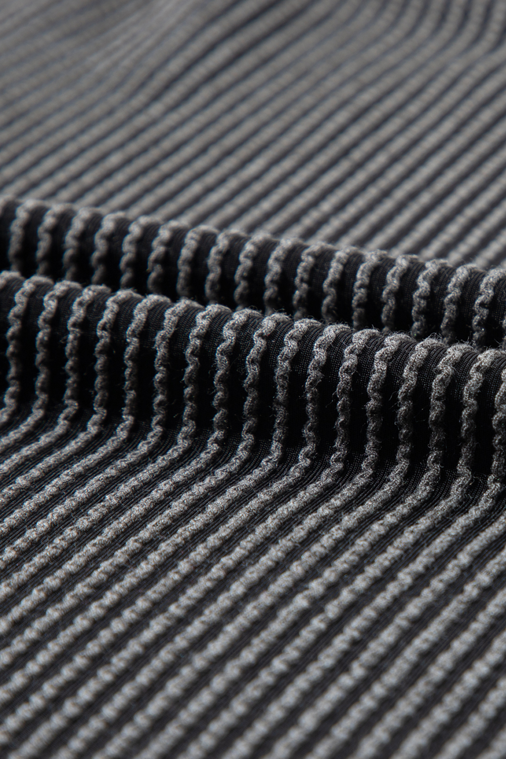 Carbon Grey Ribbed Textured Loose Fit Tee & Shorts Set