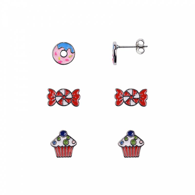 FAO Schwarz Enamel Sweet Treats Trio Earring Set