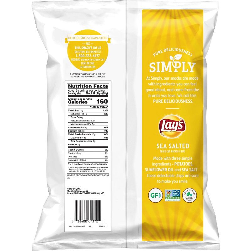 Simply Lay's Sea Salted Thick Cut Potato Chips - 8.5oz