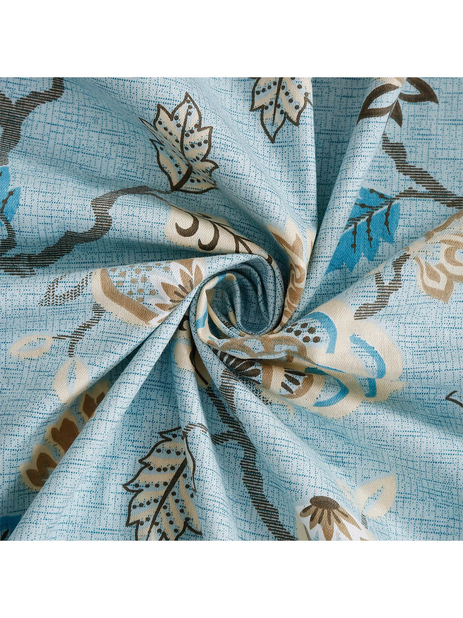 Swayam Ananda Floral Grey & Blue 200 TC Cotton King Bedsheet with 2 Pillow covers