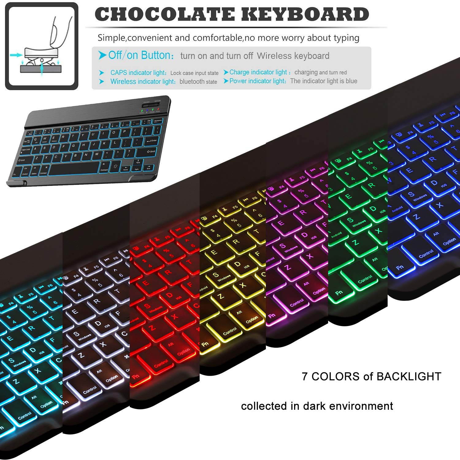 iPad 2 iPad 3 iPad 4 Keyboard Case with Backlight Thin Lightweight PU Leather Removable Wireless Bluetooth Backlit Keyboard Slim Folio Cover Soft Protection for Apple iPad 2nd 3rd 4th Generation