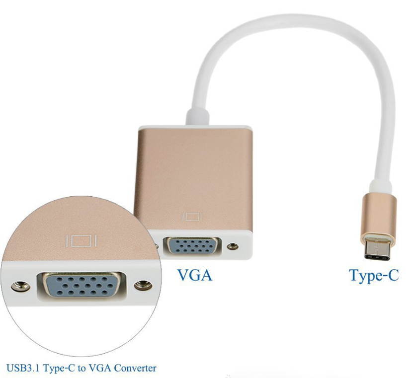 Type-C TO VGA Adapter Hub, USB 3.1 Type C (USB-C) to VGA Adapter With Aluminium Case for MacBook iMac Chromebook Dell HP and more