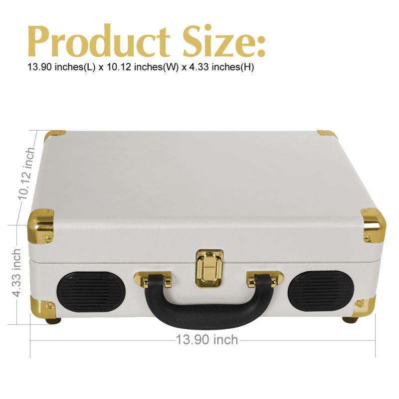 LP&No.1 Portable Suitcase Turntable with Stereo Speaker,3 Speeds Belt-Drive Vinyl Record Player Blue