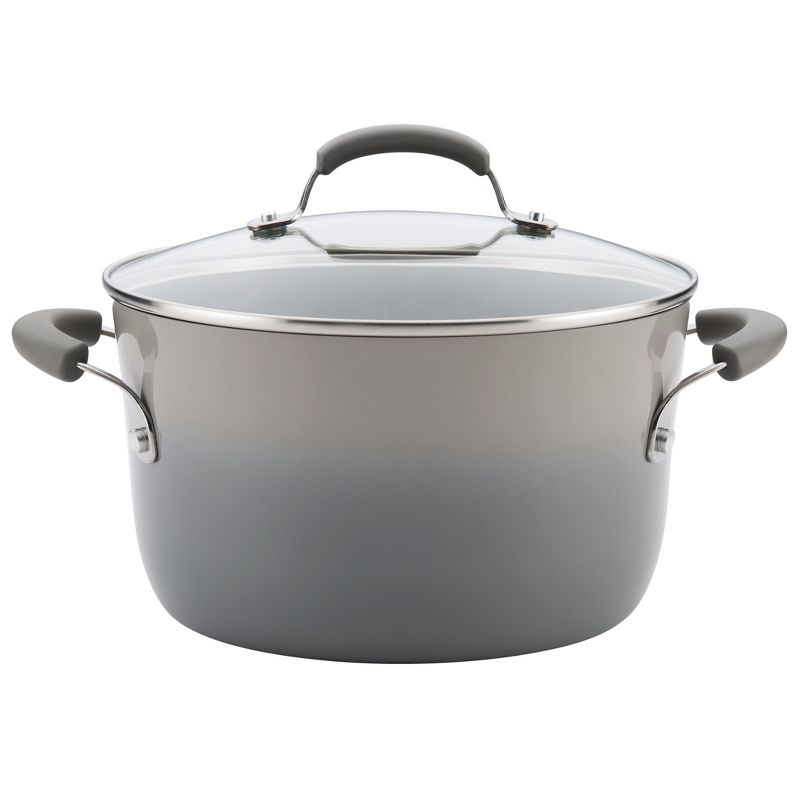 Rachael Ray Classic Brights 6qt Porcelain Enamel Nonstick Stockpot Gray