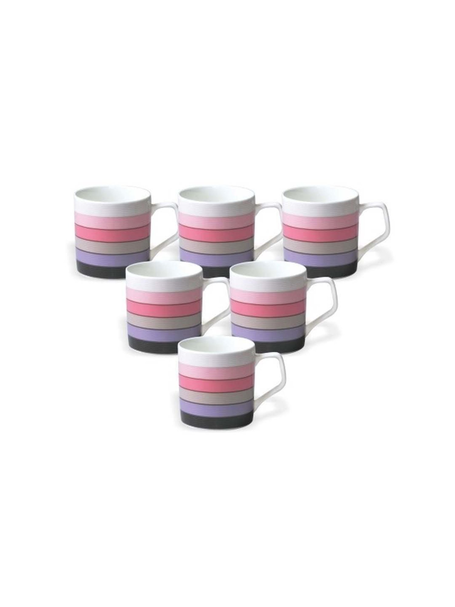 Clay Craft Multicolor Fine Ceramic Coffee & Tea Mugs (170 ml) - Set of 6
