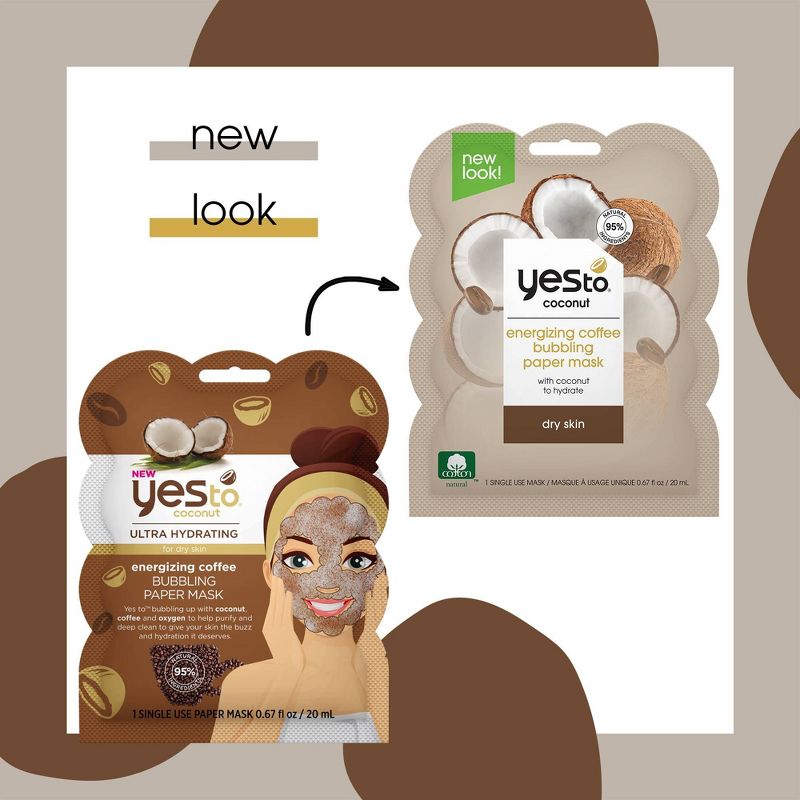 Yes To Coconut Energizing Coffee Bubbling Paper Mask - 0.67 fl oz