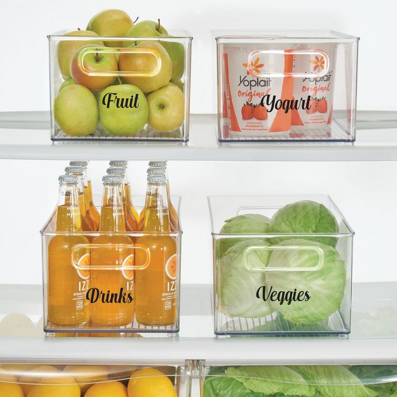 mDesign Plastic Food Storage Organizer Bin with Labels, Set of 9 - Clear