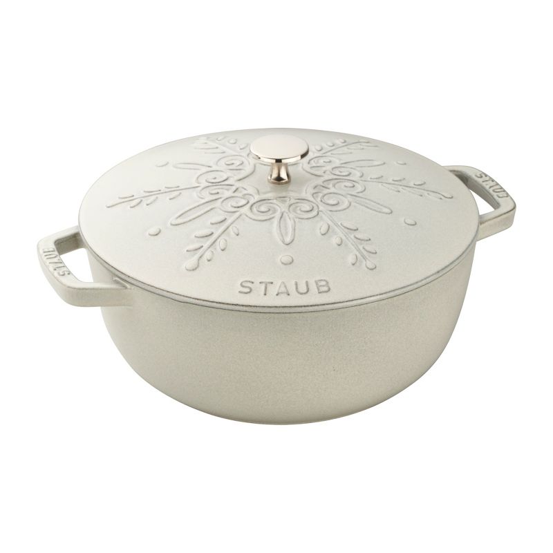 Staub Cast Iron 3.75-qt Essential French Oven with Snowflake Lid - White Truffle