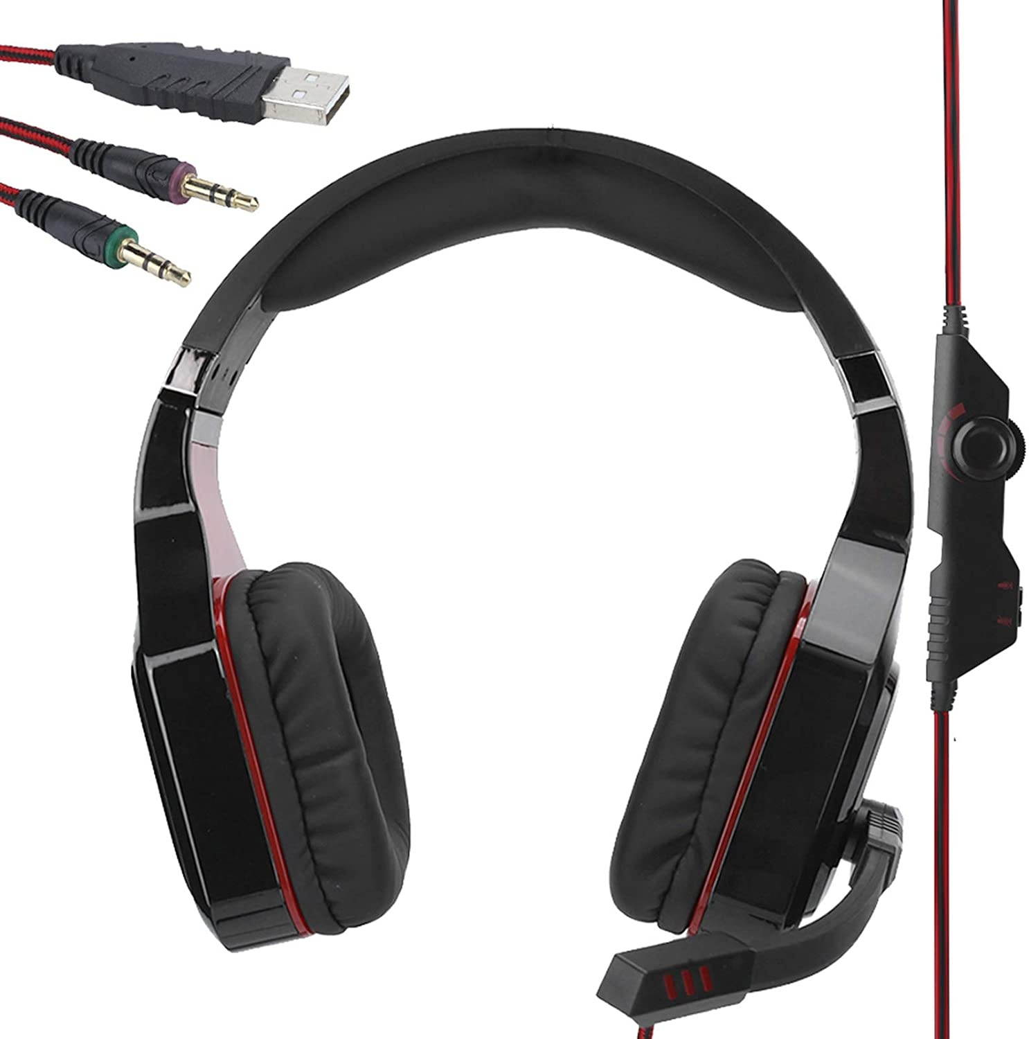 CiCiglow Gaming Headphone, Wired Game Over-Ear Headphones Headset with Microphone Desktop Headphone for Game, Live Broadcast.