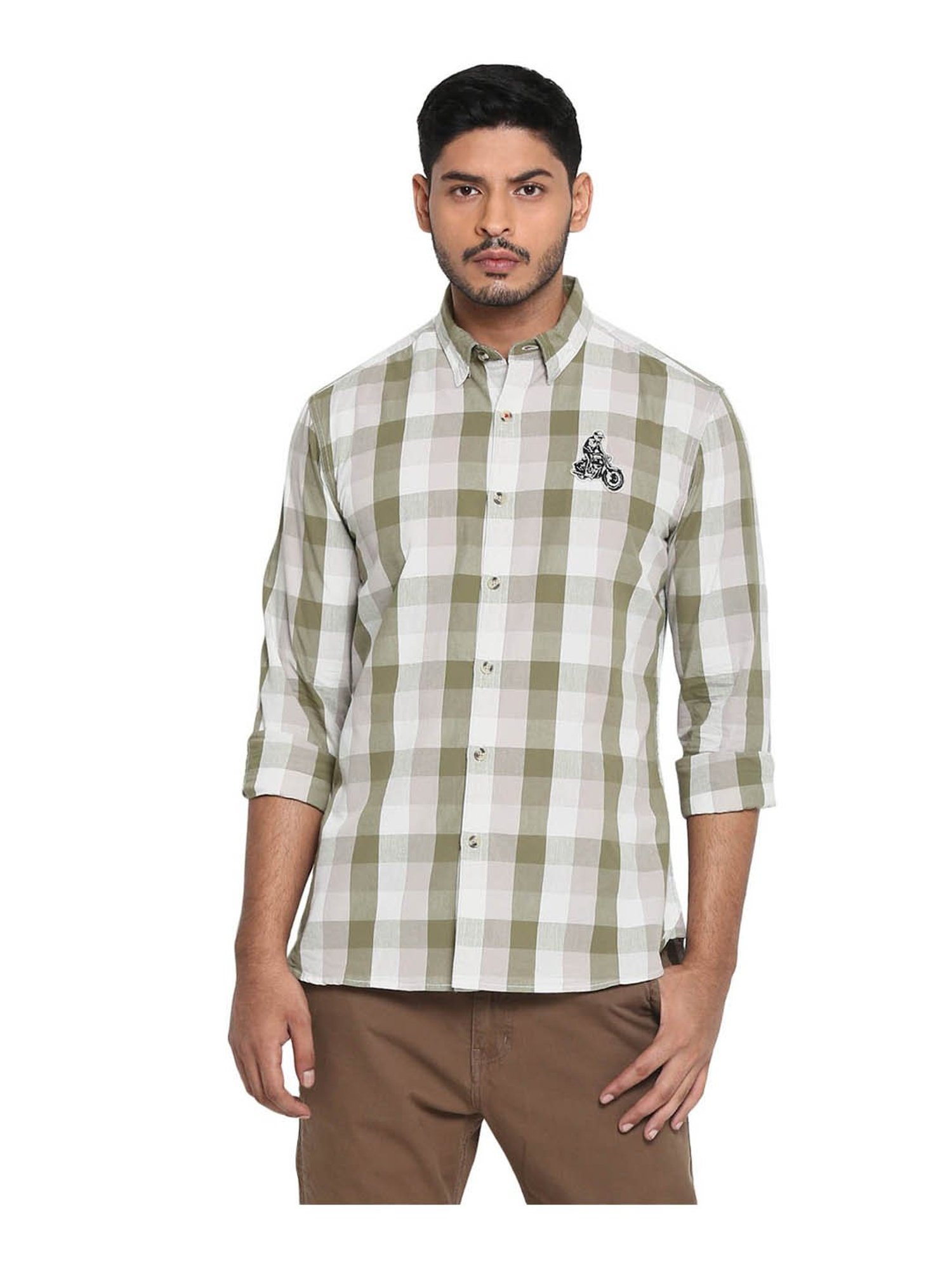 Kuons Avenue Cobalt Blue Slim Fit Denim Shirt