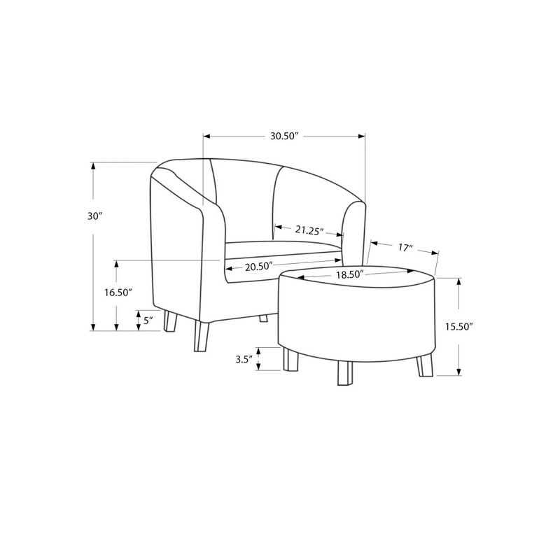 2pc Set Accent Chair Vintage French Fabric - EveryRoom