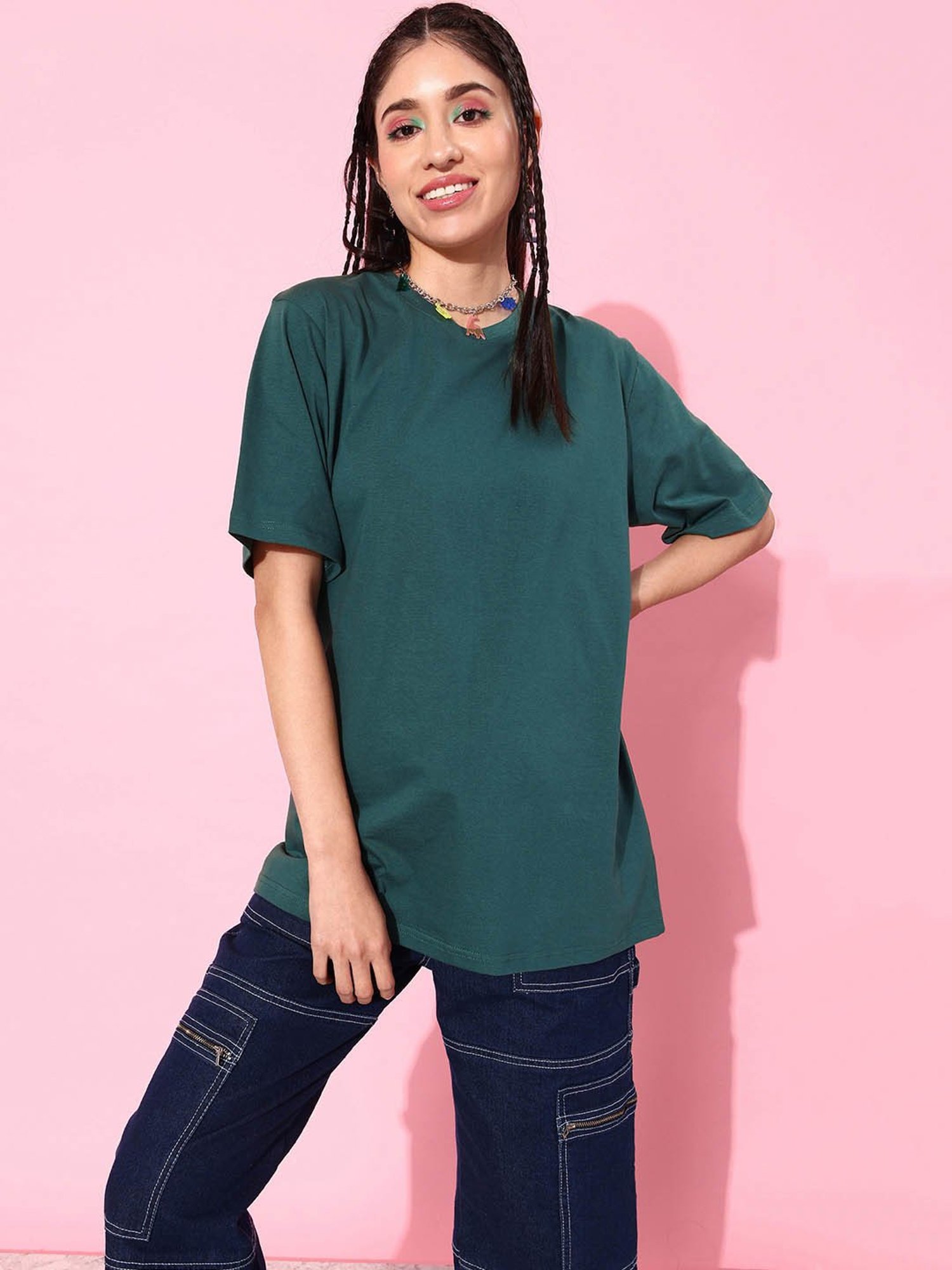 Dillinger Green Cotton Graphic Print Oversized T-Shirt
