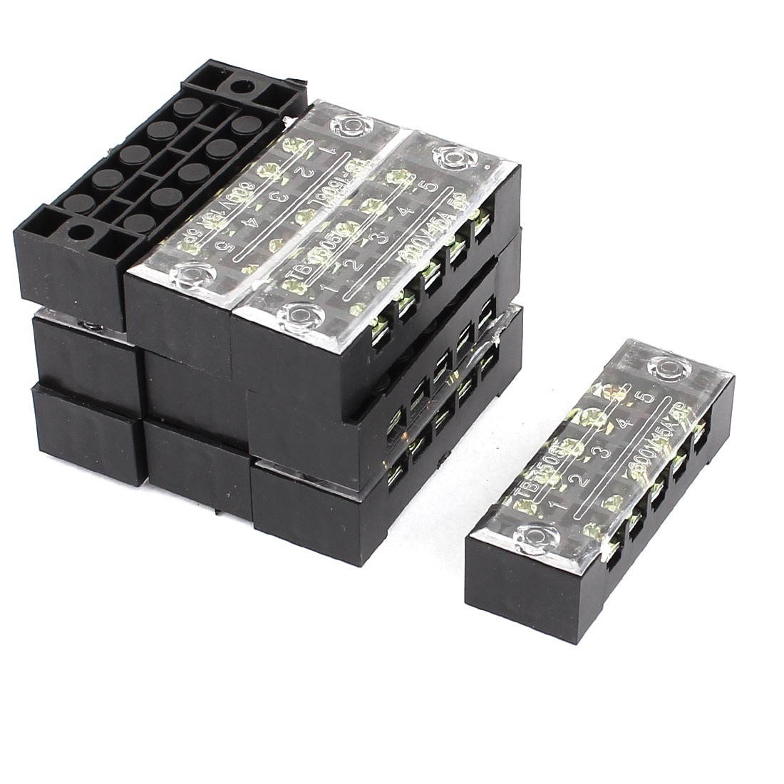Unique Bargains 10 Pcs 600V 15A 5P Screw Electrical Barrier Terminal Block Cable Connector Strip
