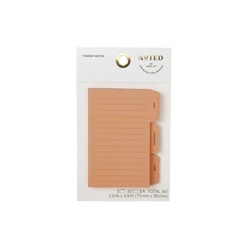Post-it 3pk 3"x4" Tab Note Pack - Peach