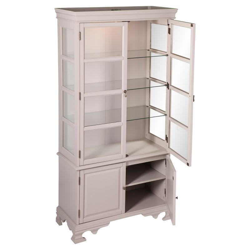 Morgan Farmhouse 6 Shelf Lighted Curio - Gray - Aiden Lane